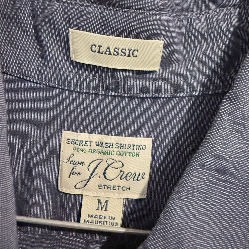 VINTAGE J.Crew Classic Quality Woven Slim Fit Button Up Shirt M Blue Long Sleeve